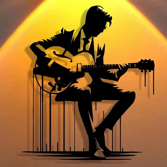 Art mural de guitare en métal abstrait