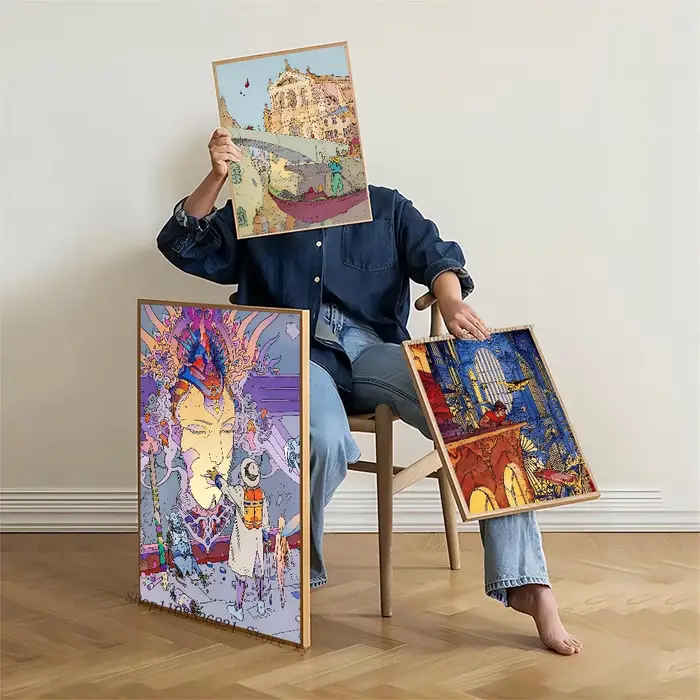 Autocollants d'affiche de dessin animé Moebius, décoration murale pour salon, chambre à coucher, entrée, café, peinture décorative