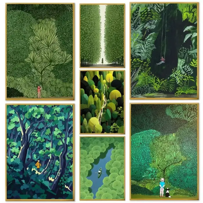 Peinture à l'huile numérique par numéros, forêt verte nordique, Jungle, explorer la peinture avec chiffres, décoration de maison, Art mural, cadeau parfait