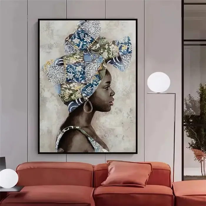 Peinture abstraite sur toile de femme noire africaine