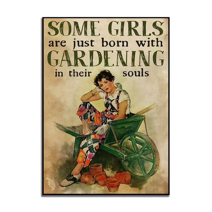 Affiche de jardinier de jardin, quelques filles juste nées avec jardinage dans leurs âmes, affichage