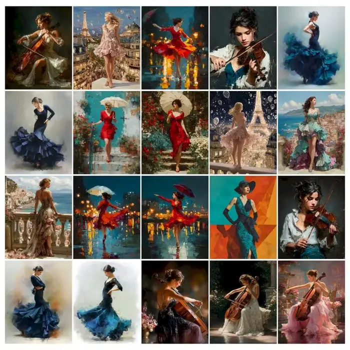 Gatyztoire peinture par numéros danseur bricolage photos
