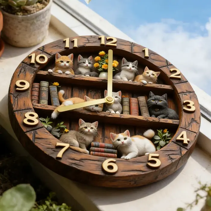 Horloge murale en bois silencieuse de 12 pouces