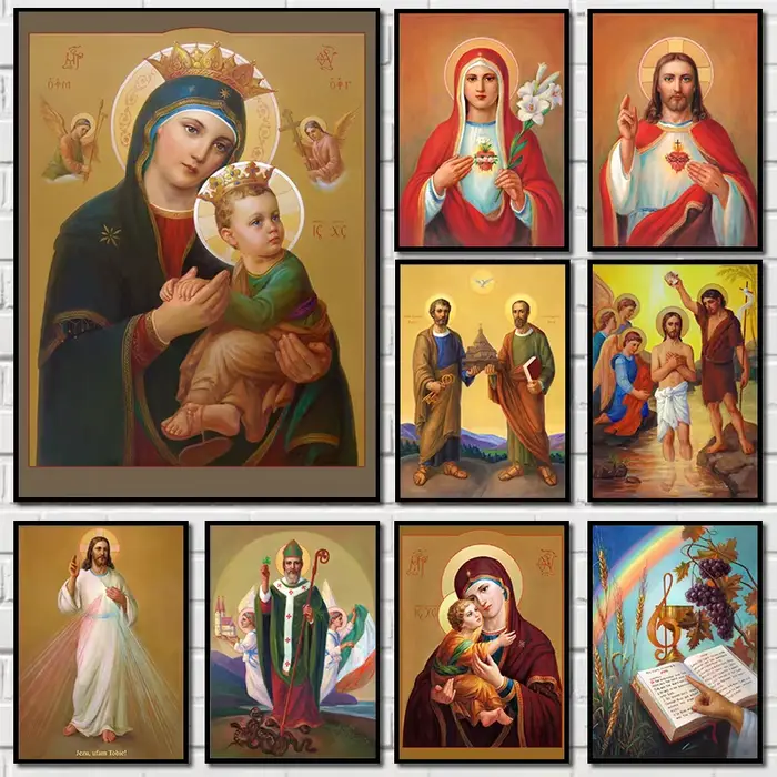 Affiche de peinture sur toile de la série religieuse de Jésus et de la Vierge Marie