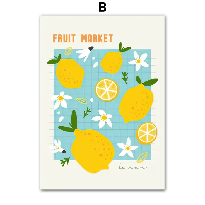 Affiches murales nordiques pour décor de salon, impressions sur toile, peinture, marché aux fruits, 