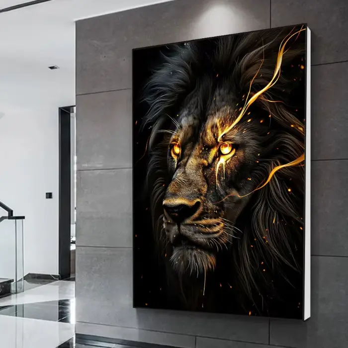 Affiches de Lion clair noir et doré