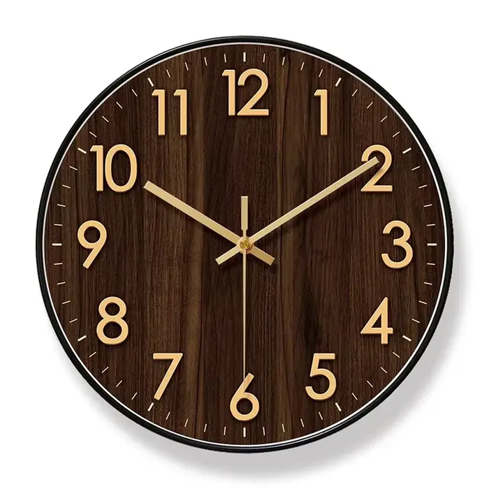 2025 nouvelle maison mode montre murale Texture en bois Simple horloge