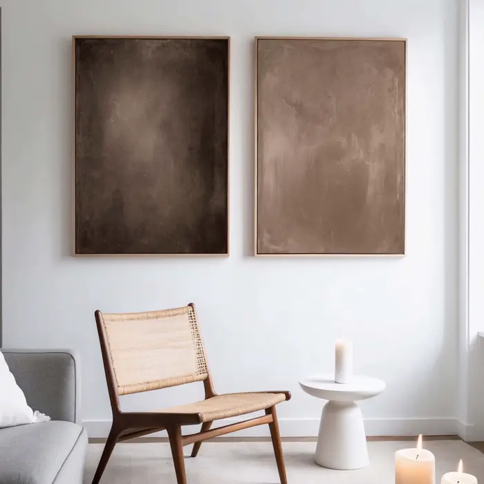 Ensemble d'art mural sur toile Wabi Sabi marron foncé