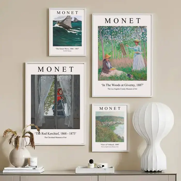 Affiche d'exposition Claude Monet, femme avec un parasol, eau CAN ies, peinture sur toile, art mural, impression murale, salon, décoration d'intérieur