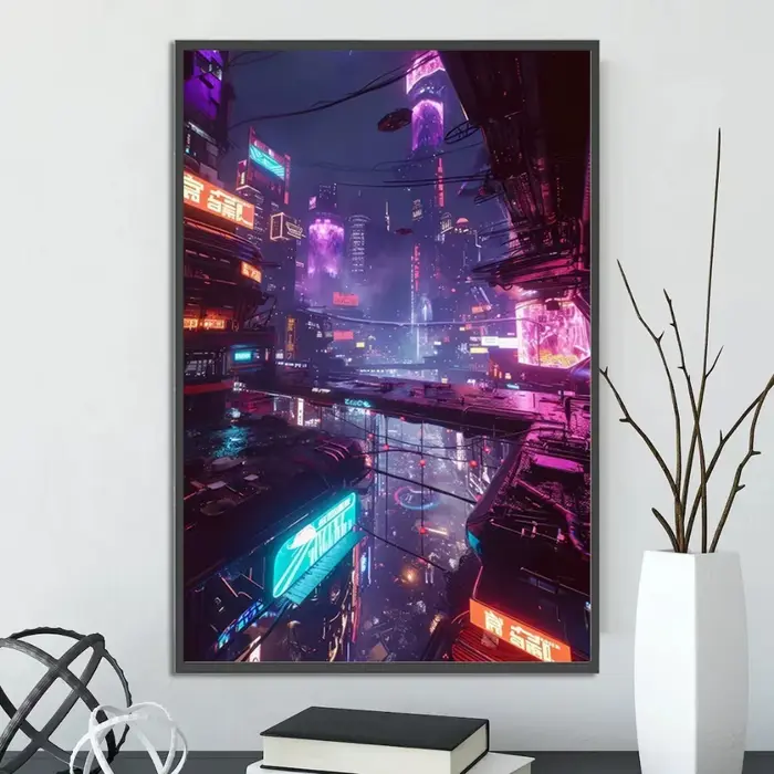 Affiches de ville Cyberpunk, figurines de décoration de maison, peinture sur toile, dessins animés d