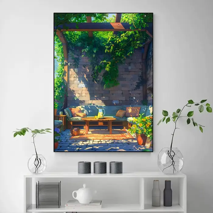 Affiche de paysage d'été de bord de mer de dessin animé moderne