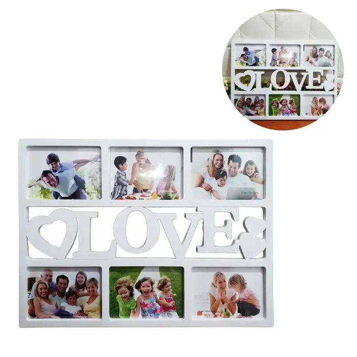 Cadre photo créatif à 6 emplacements pour décoration murale