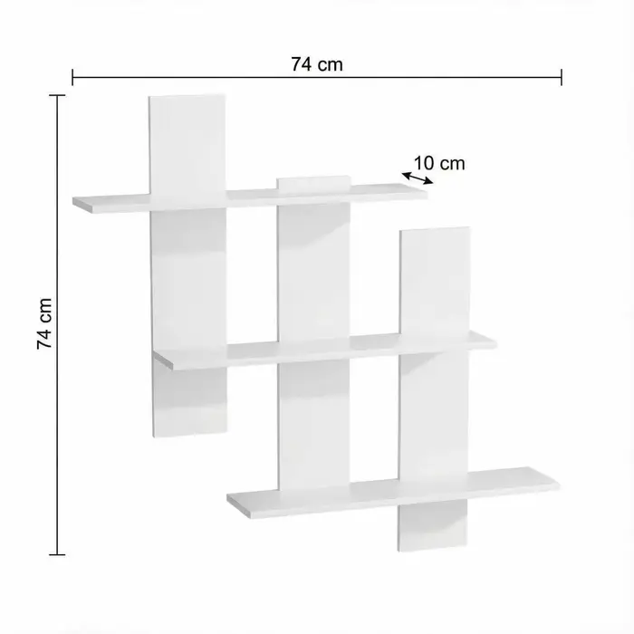 Étagère murale flottante abstraite moderne, étagère de présentation asymétrique blanche à trois niveaux, étagère décorative murale