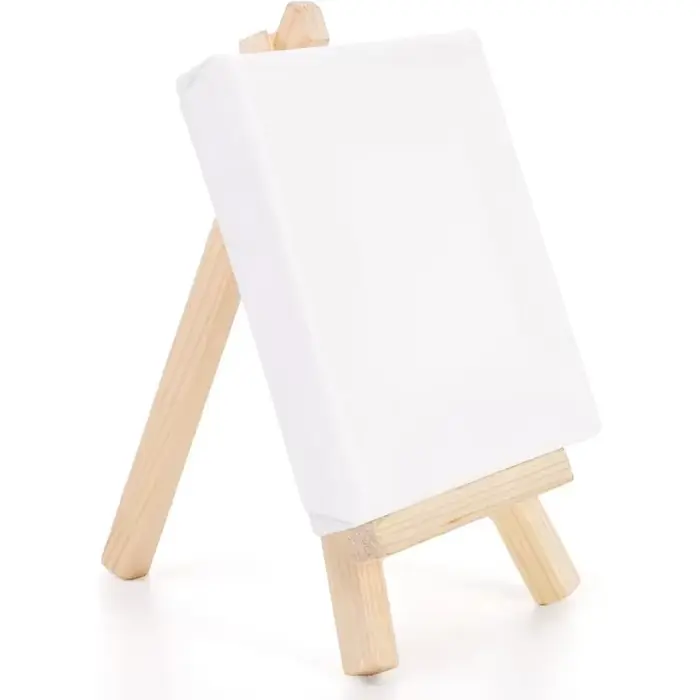 Lot de 6/12 mini toiles et chevalets – Chevalet en bois blanc apprêté