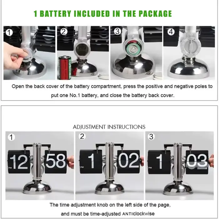 Horloge à affichage automatique avec pages de temps qui se retournent