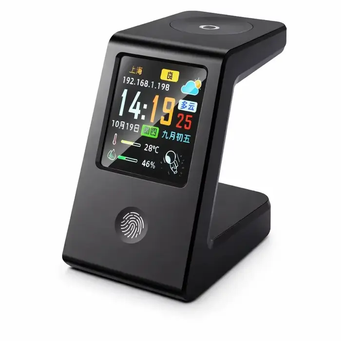 Horloge météo intelligente WiFi, avec recharge sans fil pour montres, horloge de table numérique, af