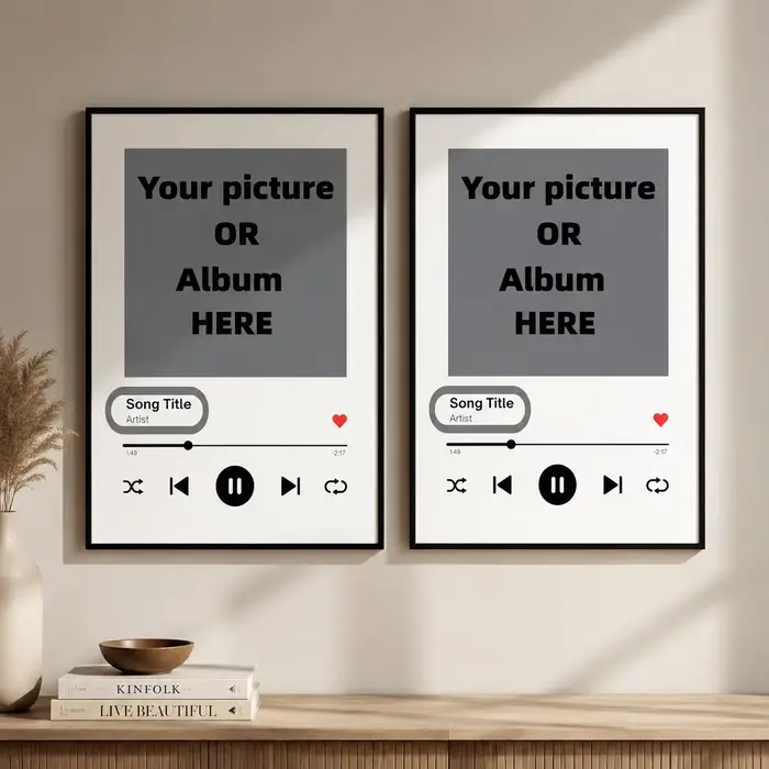 Affiche de musique personnalisée, impression de paroles de chansons, imprimés de couverture d'album, cadeaux de chanson ou d'artiste préférés, cadeaux personnalisés, imprimés de bandes