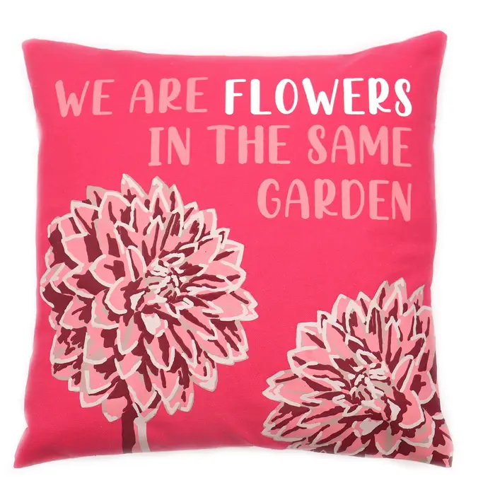 Printed Cotton Cushion Cover - We are Flowers - Natural