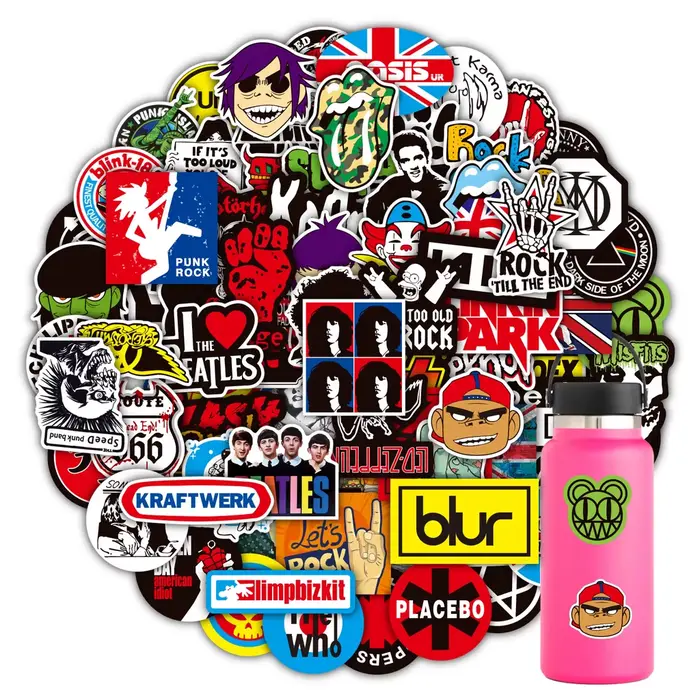 100 autocollants de groupe de rock and roll