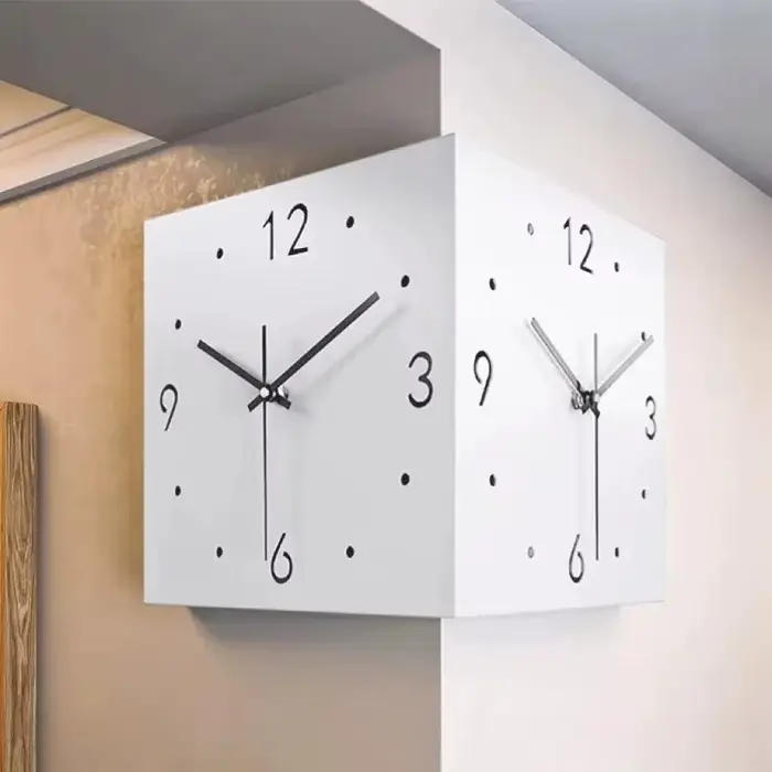 Horloge murale d'angle Double face moderne pour salon