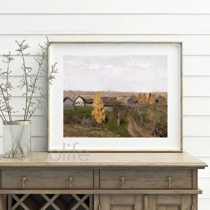 Toile de peinture à l'huile de paysage de ferme Vintage d'automne