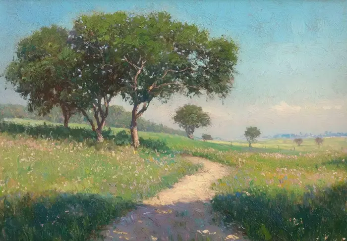 Toile de peinture à l'huile de jardin de roses de rivière de pays d'été, affiche imprimée d'art mura