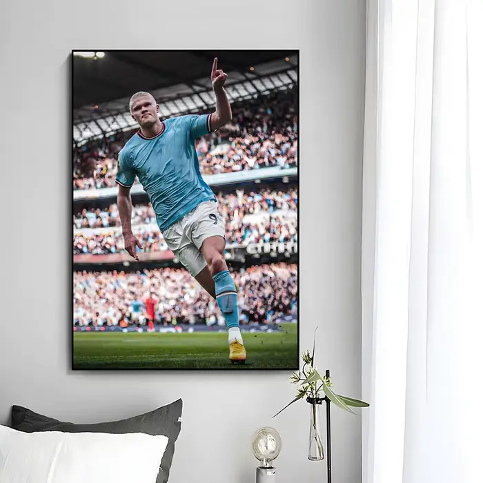 Affiche de l'étoile du football Erling Haaland, impression d'art mural, peinture murale décorative,