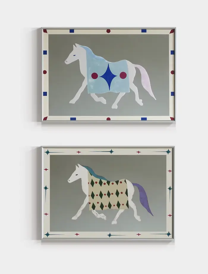 Peinture décorative murale moderne et décontractée style Bauhaus Pony Medievalniche avec miroir véritable pour salle à manger et chambre à coucher