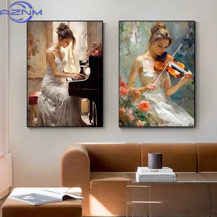 AZNM Impression sur toile de peinture à l'huile vintage élégante représentant une femme