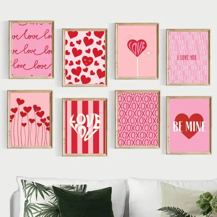 Affiches de cœur d'amour romantique rose pour la saint-valentin