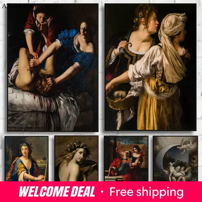 Affiche vintage féministe baroque italienne Renaissance