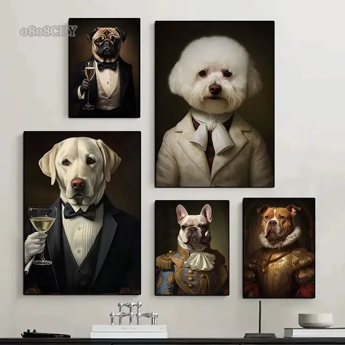 Peinture sur toile d'art de portrait de chien d'animal