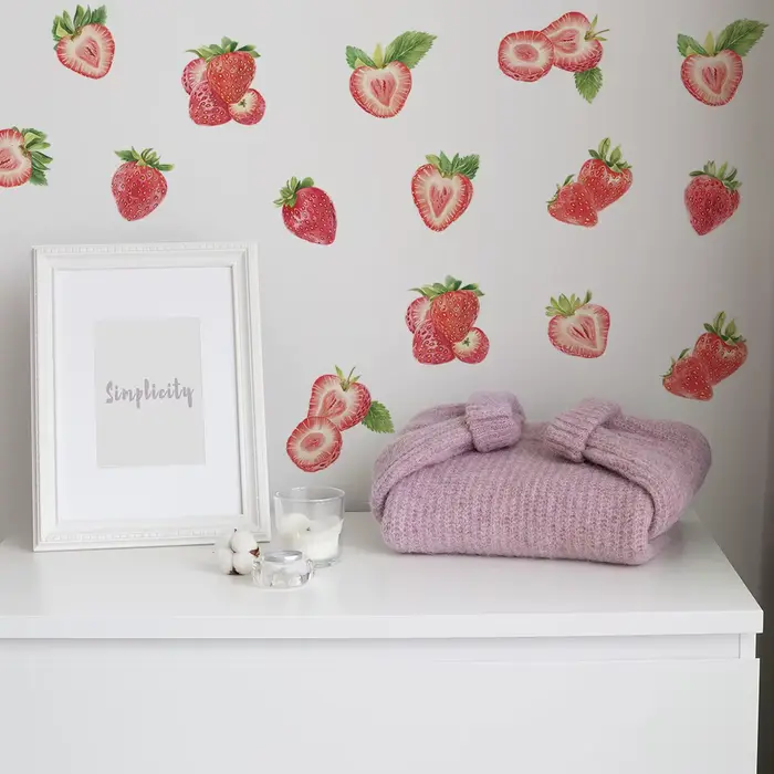 Autocollant mural à motif de fraises