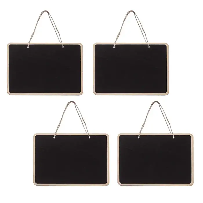 Tableau noir en bois d'arate Double face suspendu, 4 pièces