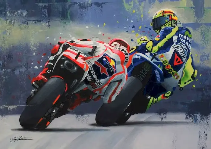 Affiche de course de Grand Prix de championnat de moto abstrait, Portrait imprimé, Graffiti, peintur