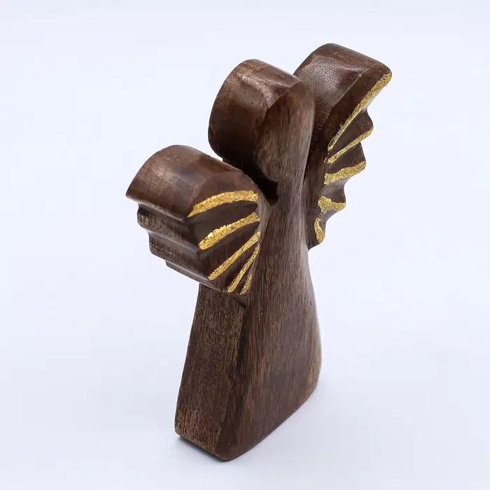 Medium Mango Wood Angel - Gold Decor