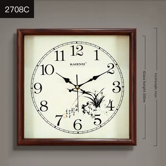 Horloge murale Nouvelle horloge murale en bois massif de style chinois Salon Rectangulaire Chambre à