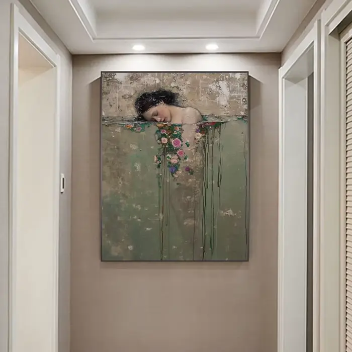 Mihail Zablodski travail Vintage pétales femme élégante dans l'eau Art affiches imprimer rêveur