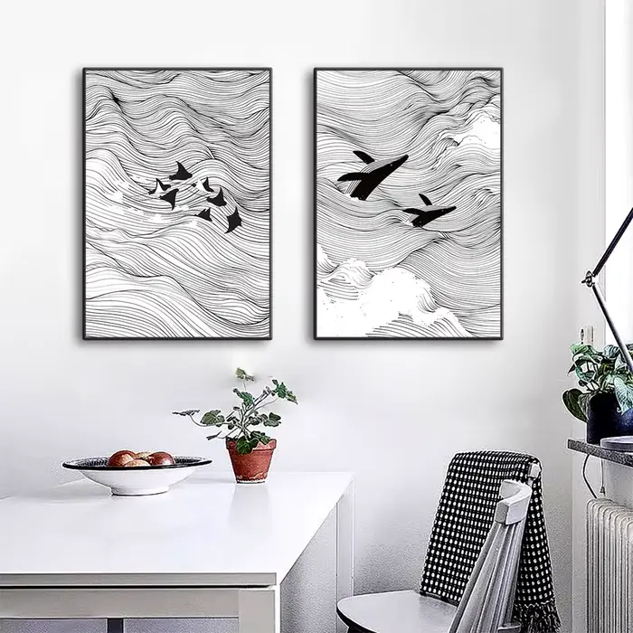 Whale Print Canvas Painting