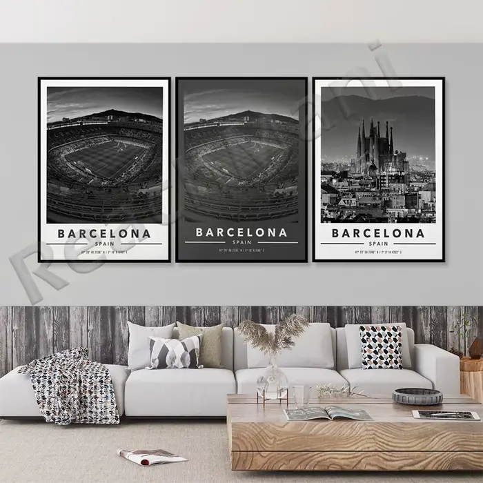 Barcelone City and Coordinates Print