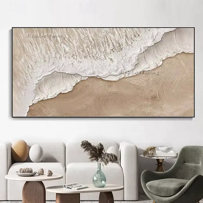 Peinture à l'huile de plage de mer peinte à la main