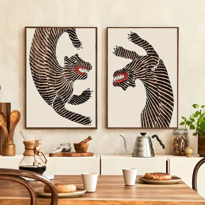 Affiche de tigre de style japonais