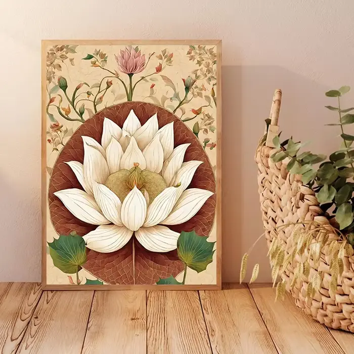 Affiches rétro modernes classiques de fleurs de Lotus rose