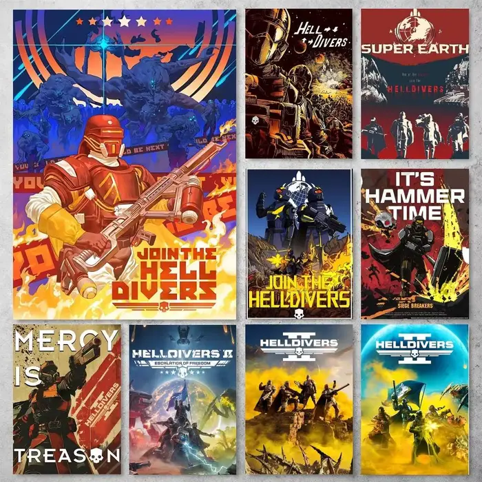 Affiche murale vintage Game H-Helldivers