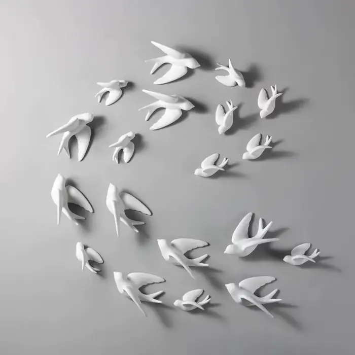 Ornements muraux d'oiseau 3D blancs créatifs modernes