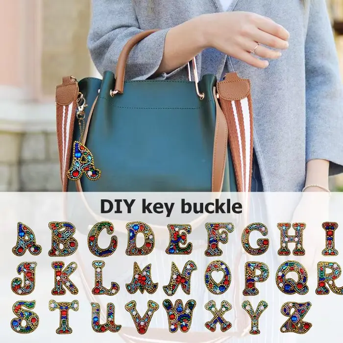 Peinture diamant diamant avec lettres anglaises, 1 pièce, broderie 5D avec lettres de l'alphabet, peinture diamant, porte-clés, pendentif, A-Z à faire soi-même