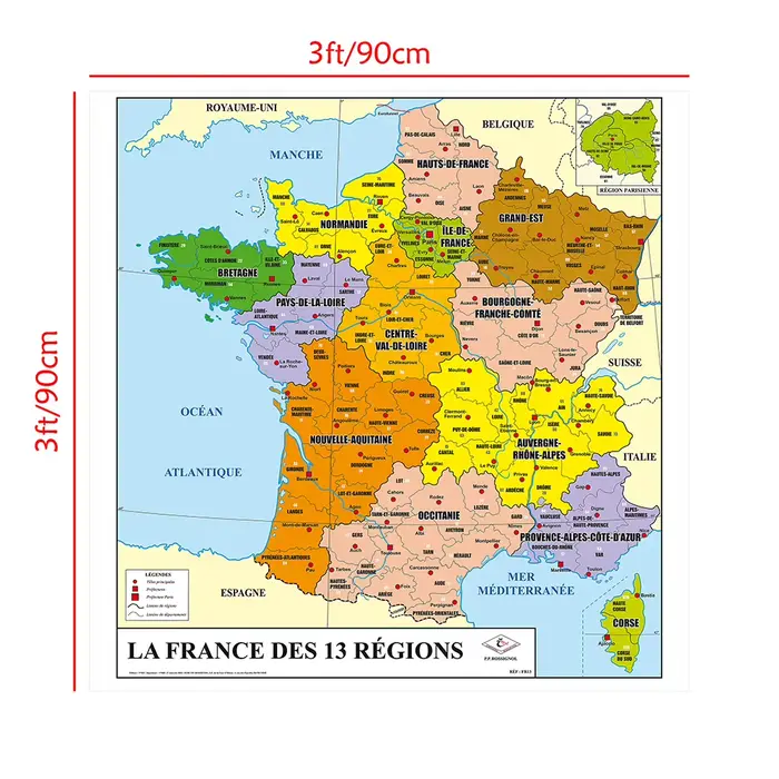 Affiche murale et imprimés de carte de la France en français