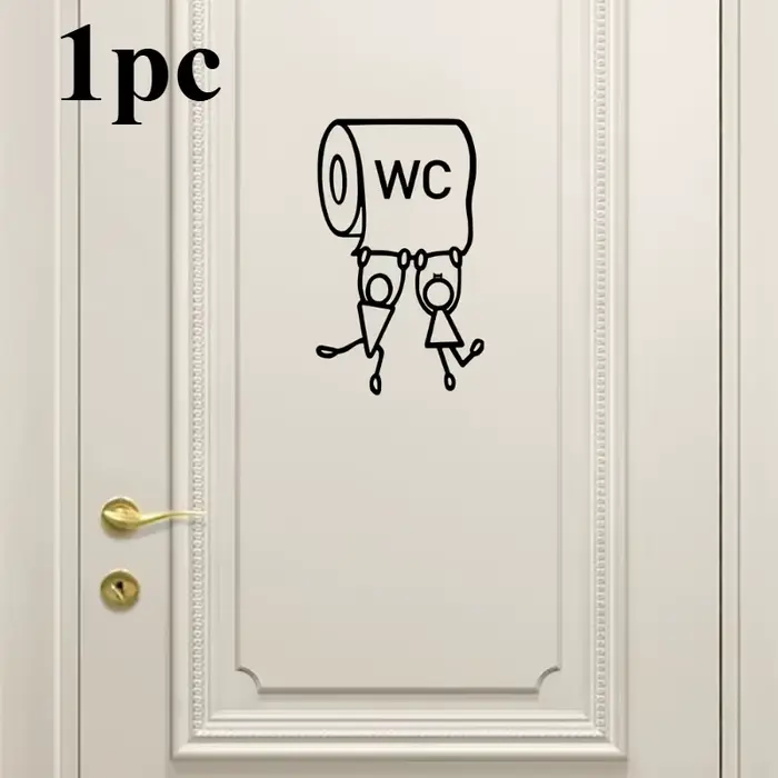 Autocollant mural «WC» en PVC, 1/3 pièces, art mural humoristique pour toilettes, facile à installer