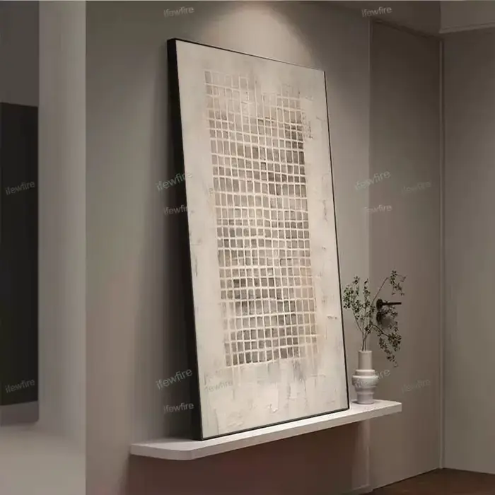 Peinture à l'huile sur toile à Texture grise abstraite moderne