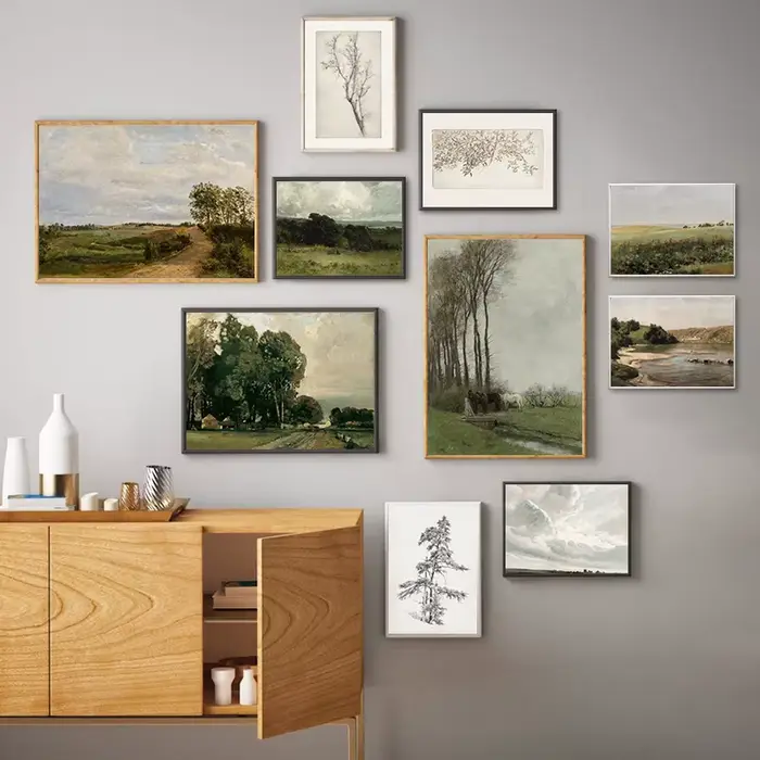 Peinture à l'huile de paysage campagnard sur toile